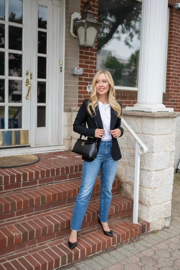 Black Blazer White Tee and Jeans Black Blazer White Tee and Jeans — Best Classy Outfits