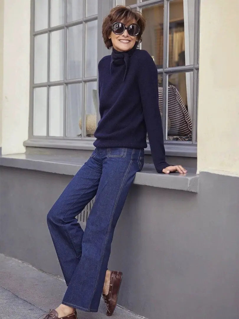 Navy Turtleneck and Dark Wash Jeans Navy Turtleneck and Dark Wash Jeans — Best Classy Outfits
