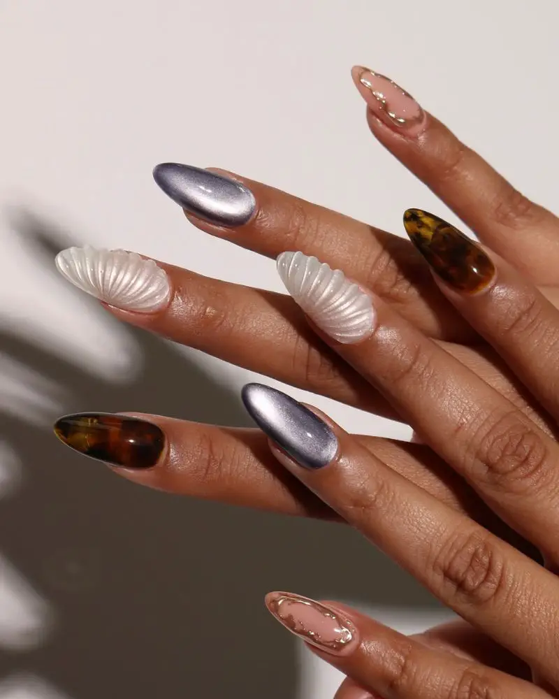 Long Almond Nails with Classic White Polka Dots on Sheer Pink — Best Cute Almond Nails