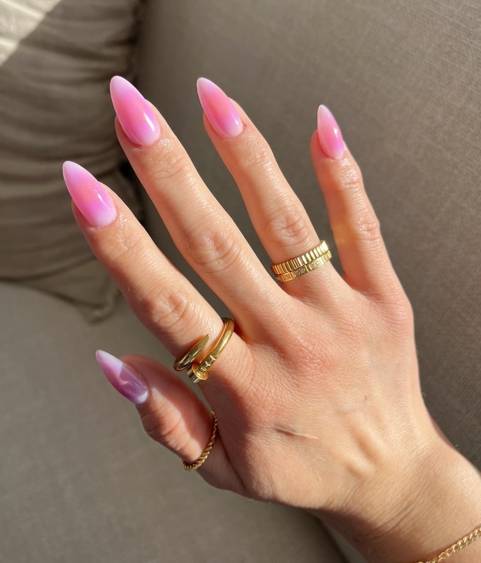 Long Almond Gradient Nails Milky Pink to Sheer White — Best Cute Almond Nails