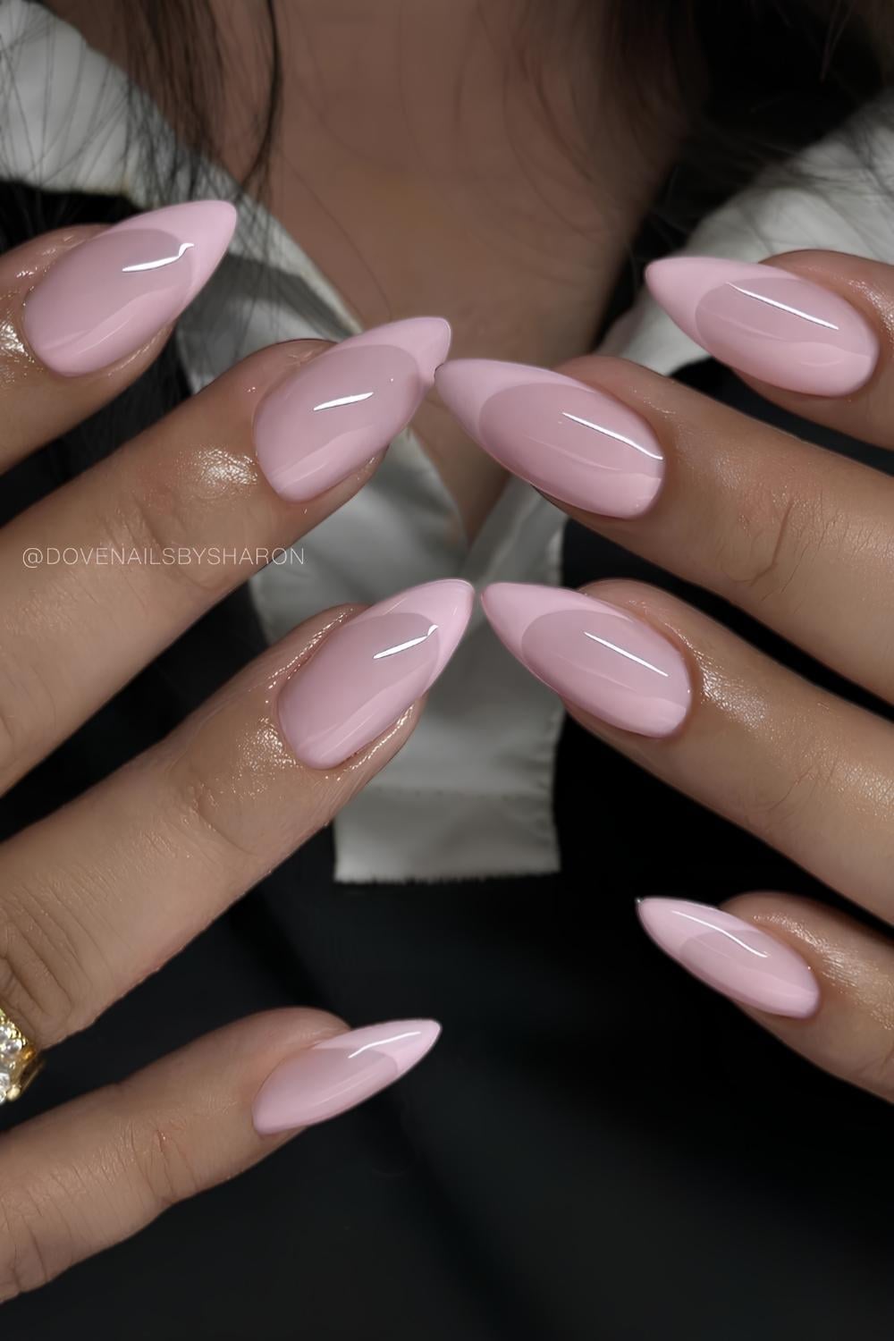 Long Almond Nails With Classic White Tips, Close-Up Take — Best Cute French Tip Nails