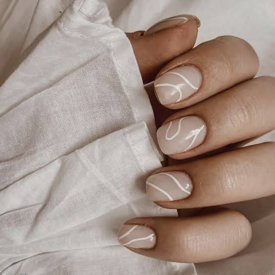 Sheer Nude White Swirl Short Square Nails Sheer Nude White Swirl Short Square Nails — Best Cute Nails