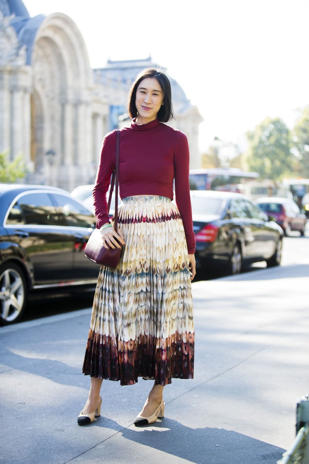 Printed Midi Skirt with Turtleneck for Smart Casual Polish — Best Cute Outfits
