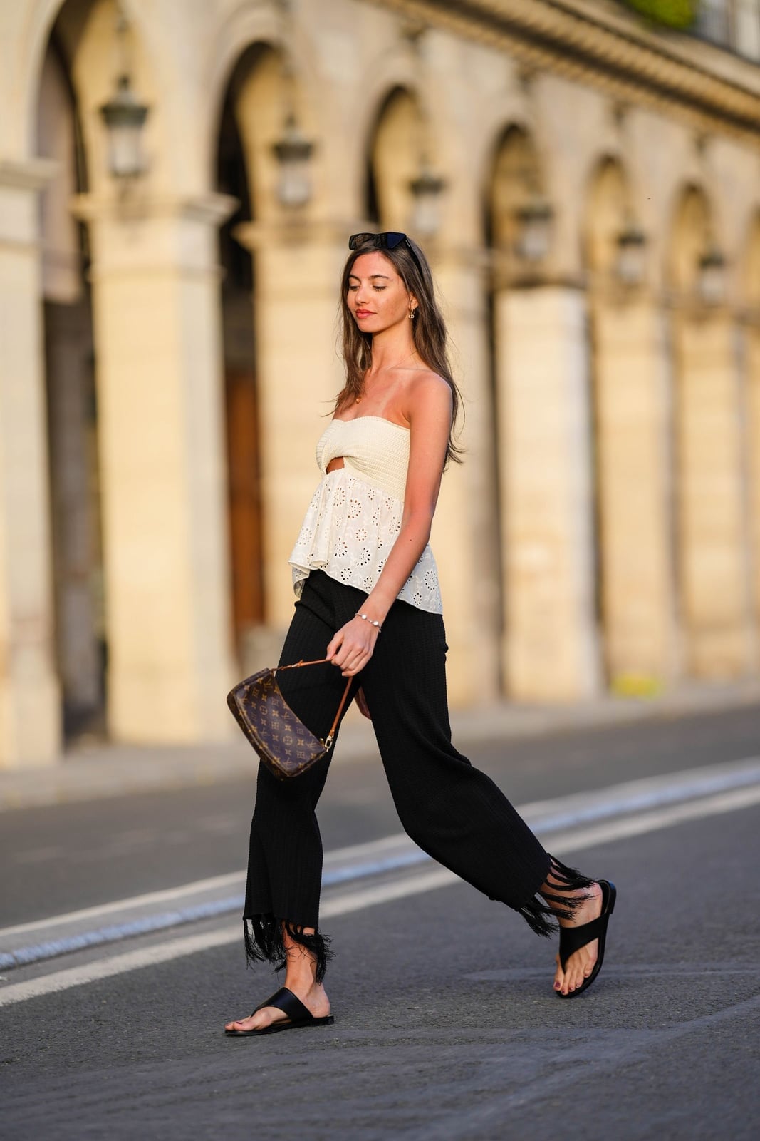 Fringed Wide-Leg Trousers with Eyelet Top for Casual Polish — Best Cute Outfits