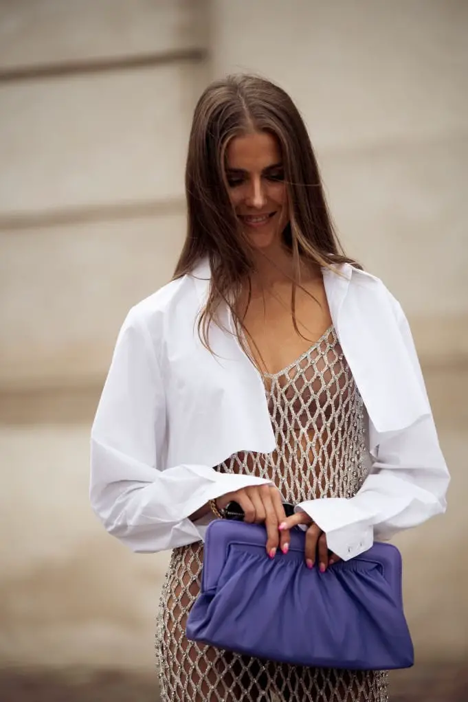 Metallic Knit Top with White Shirt for Evening Flair — Best Cute Outfits