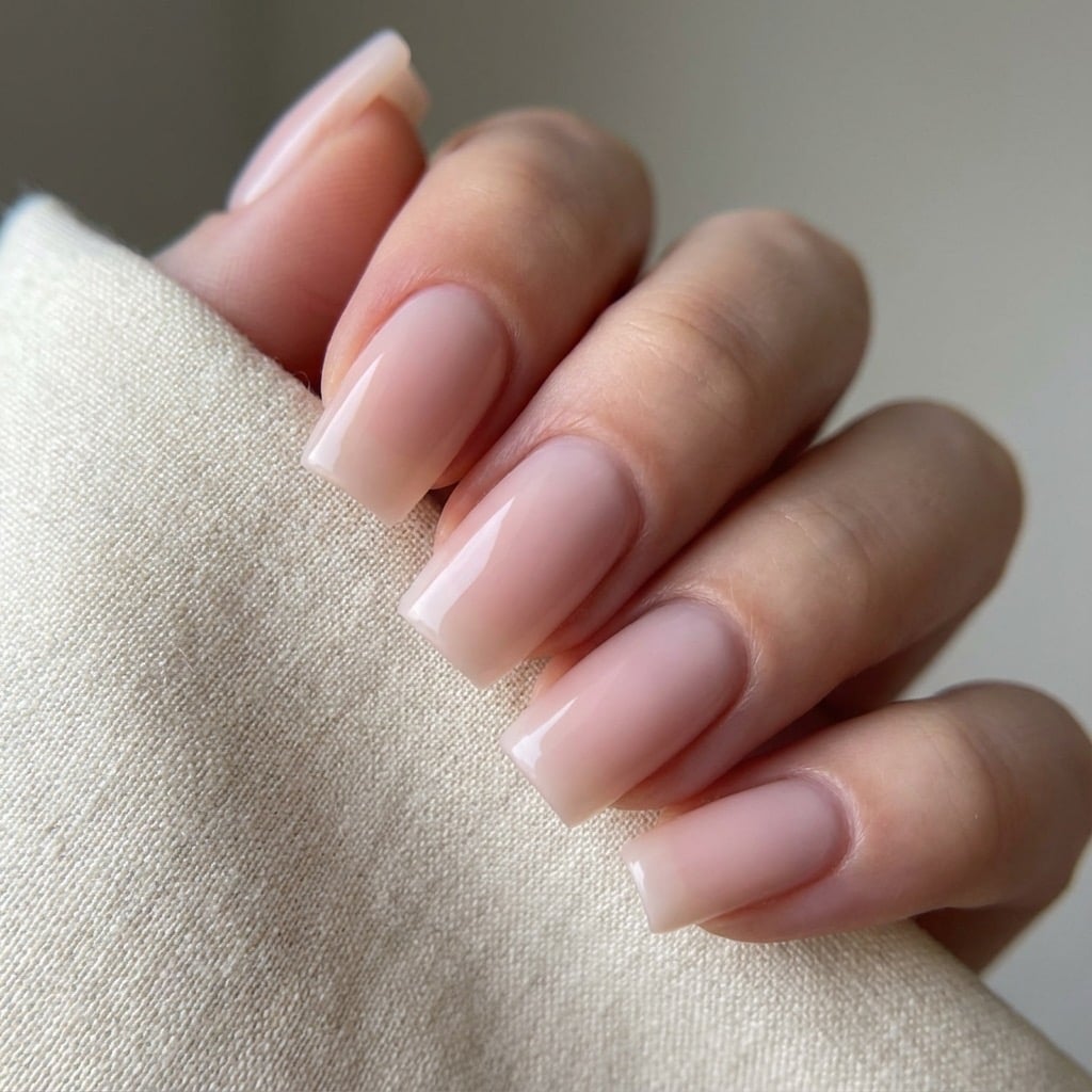Medium Square Milky Pink Glossy Nails Medium Square Milky Pink Glossy Nails — Best Cute Square Nails