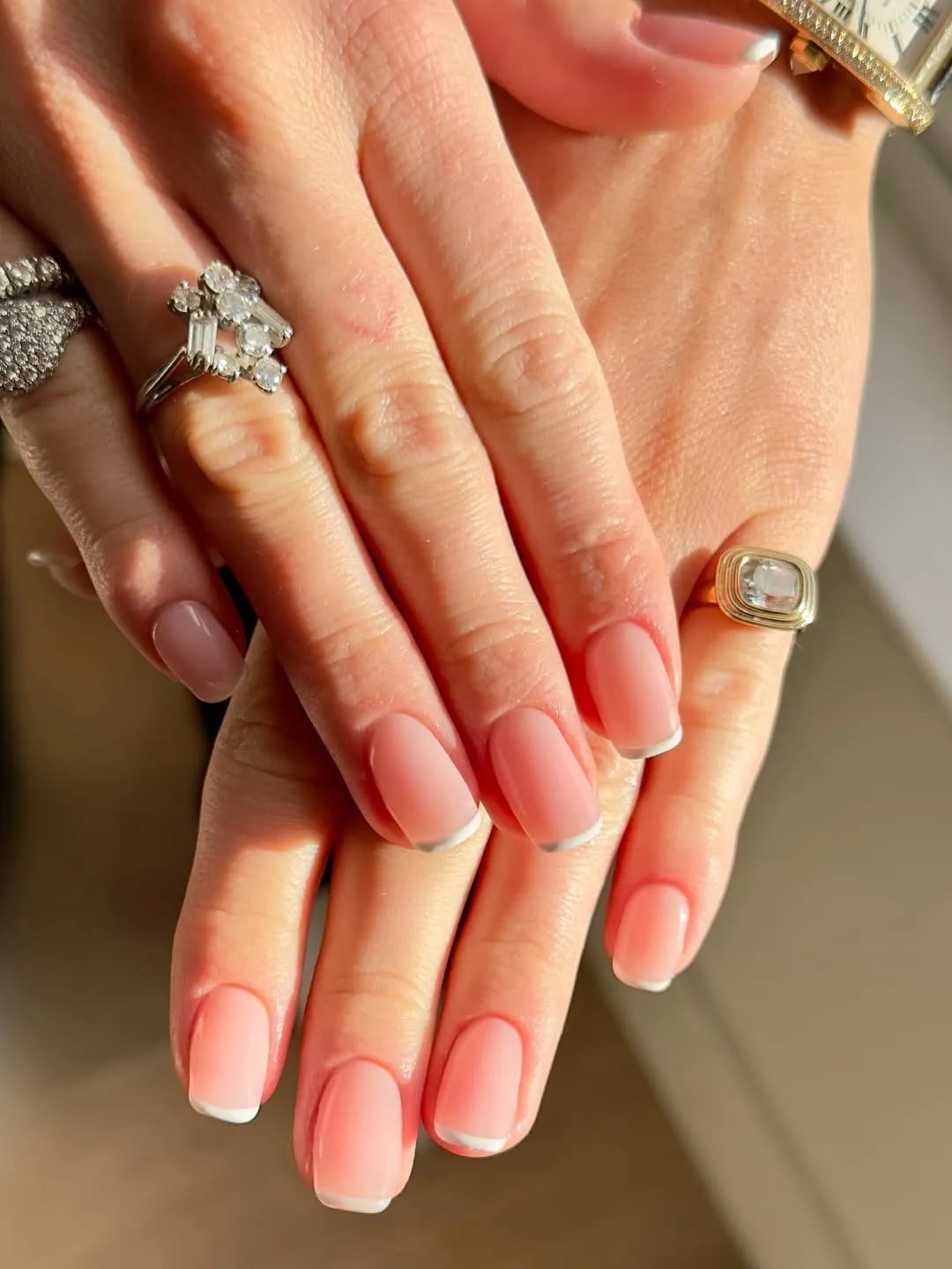 Short Square Gradient French Tip Nails, Glossy Short Square Gradient French Tip Nails, Glossy — Best Cute Square Nails