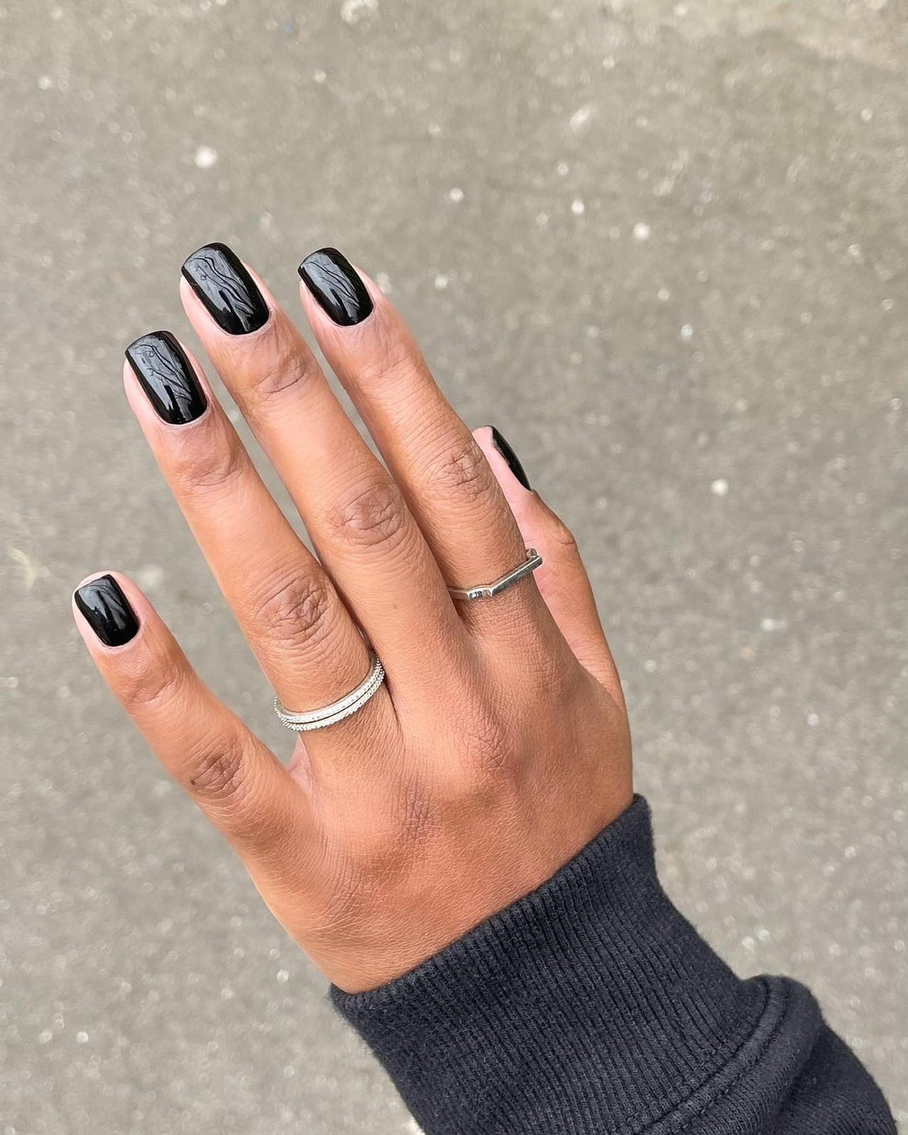 Short Square Deep Black Glossy Nails Short Square Deep Black Glossy Nails — Best Cute Square Nails