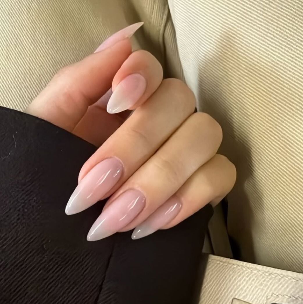 Sheer Nude to White Ombre Long Stiletto Nails Sheer Nude to White Ombre Long Stiletto Nails — Best Elegant Nails