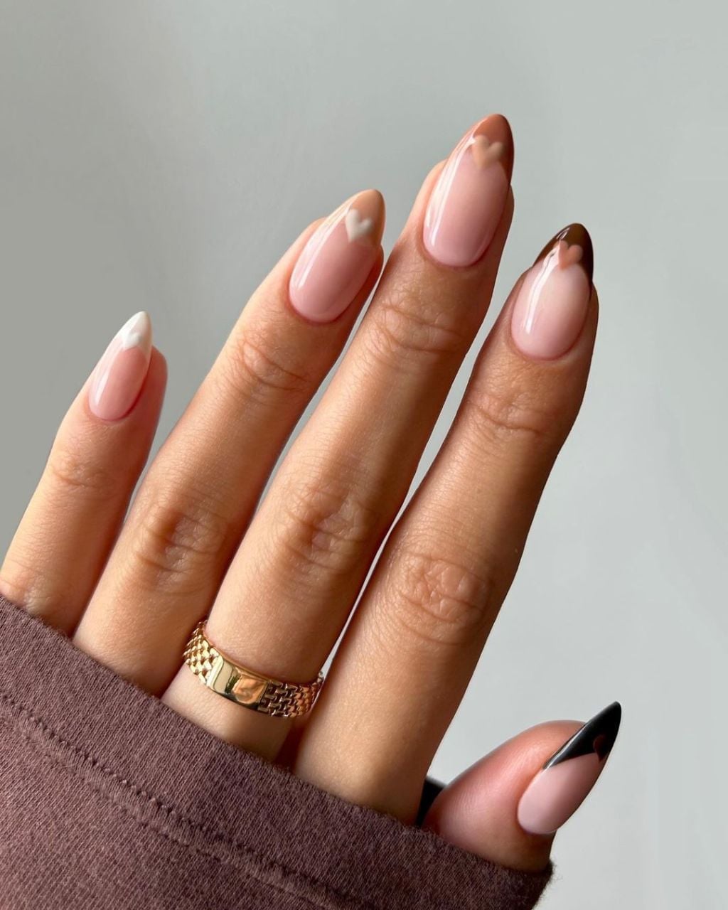 Modern French Heart Long Almond Nails Modern French Heart Long Almond Nails — Best Elegant Nails