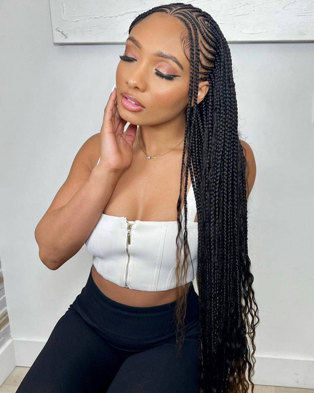 Long Black Fulani Braids with Curly Tips — Best Fulani Braids
