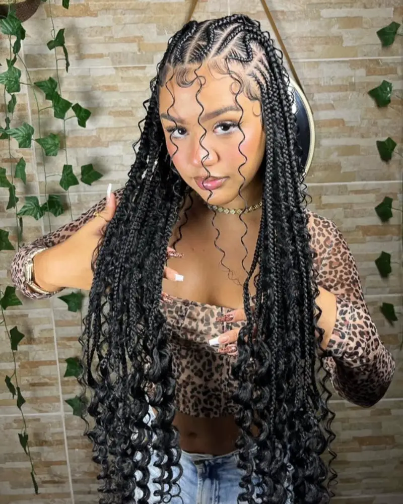 Fulani Braids with Box Braids and Colorful Accessories — Best Fulani Braids
