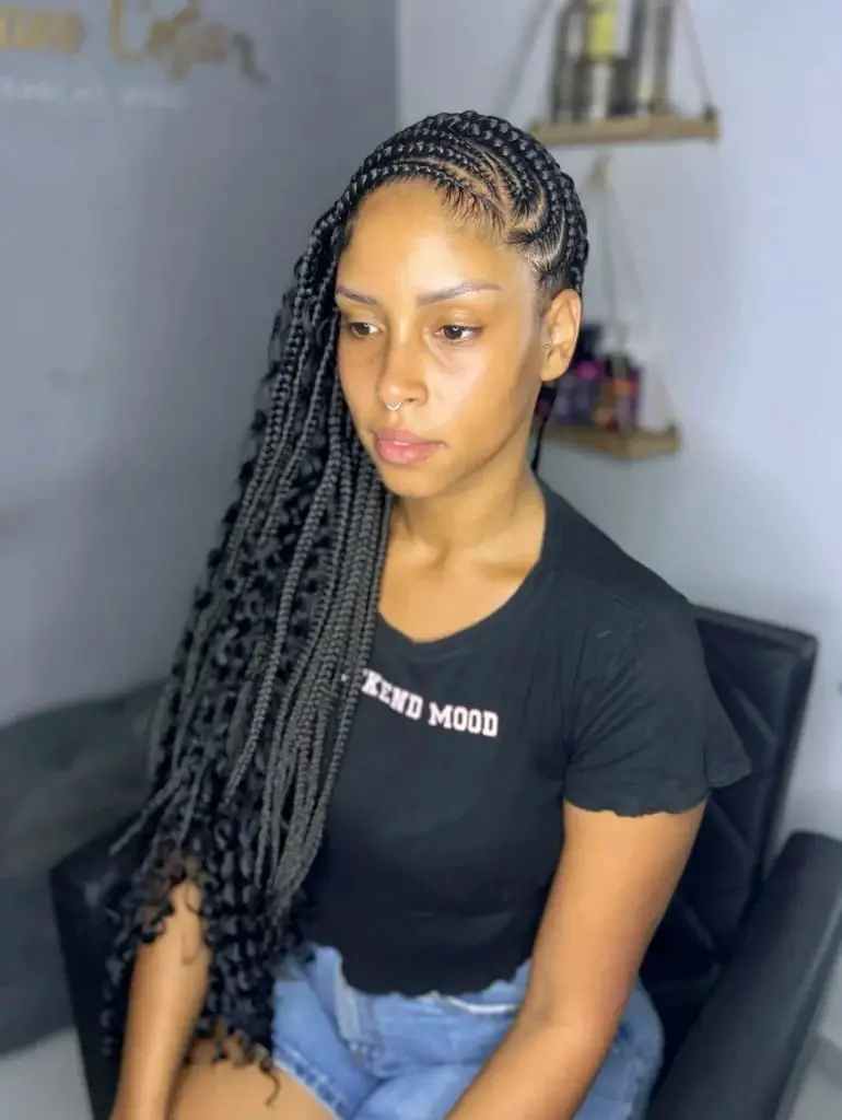 Fulani Braids with Side Part and Curtain Bangs — Best Fulani Braids