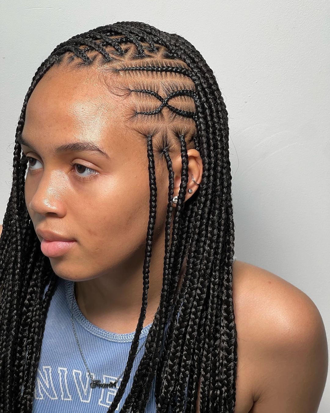 Deep Black Fulani Braids with Intricate Parting — Best Fulani Braids