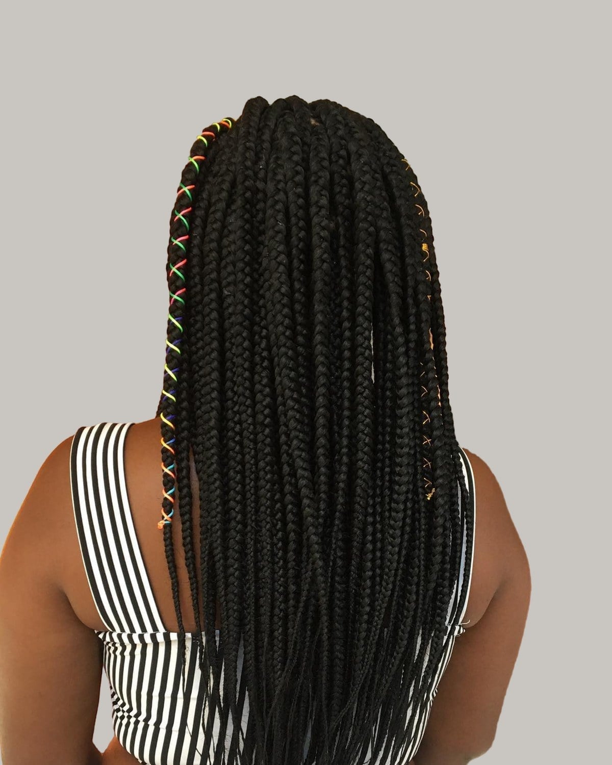Box Braids with Colorful Thread Accents — Best Fulani Braids
