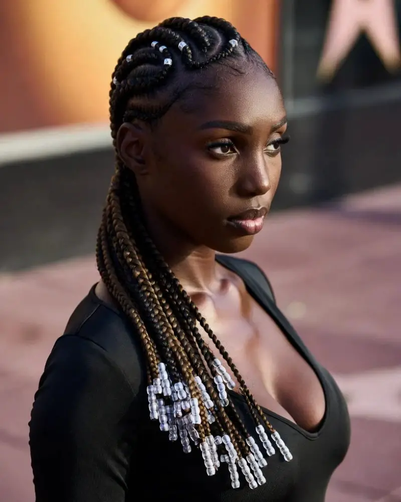 Shoulder Length Fulani Braids with Brown Highlights — Best Fulani Braids