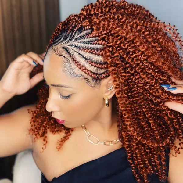 Fiery Red Fulani Braids with Collarbone Curls — Best Fulani Braids