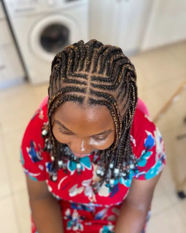 Fulani Braids with Geometric Parting and Highlights — Best Fulani Braids