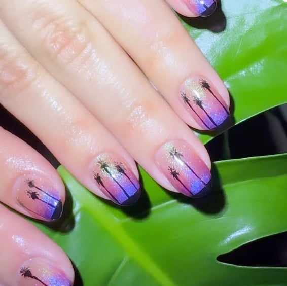 Sunset Gradient Short Square Gel Nails with Palm Trees Sunset Gradient Short Square Gel Nails with Palm Trees — Best Gel Nails