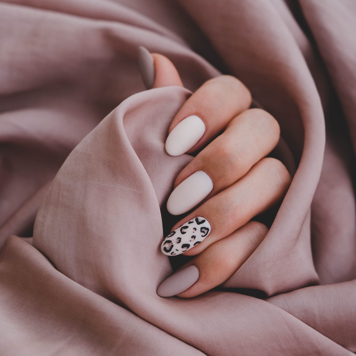 Matte Taupe and Leopard Print Medium Almond Gel Nails Matte Taupe and Leopard Print Medium Almond Gel Nails — Best Gel Nails