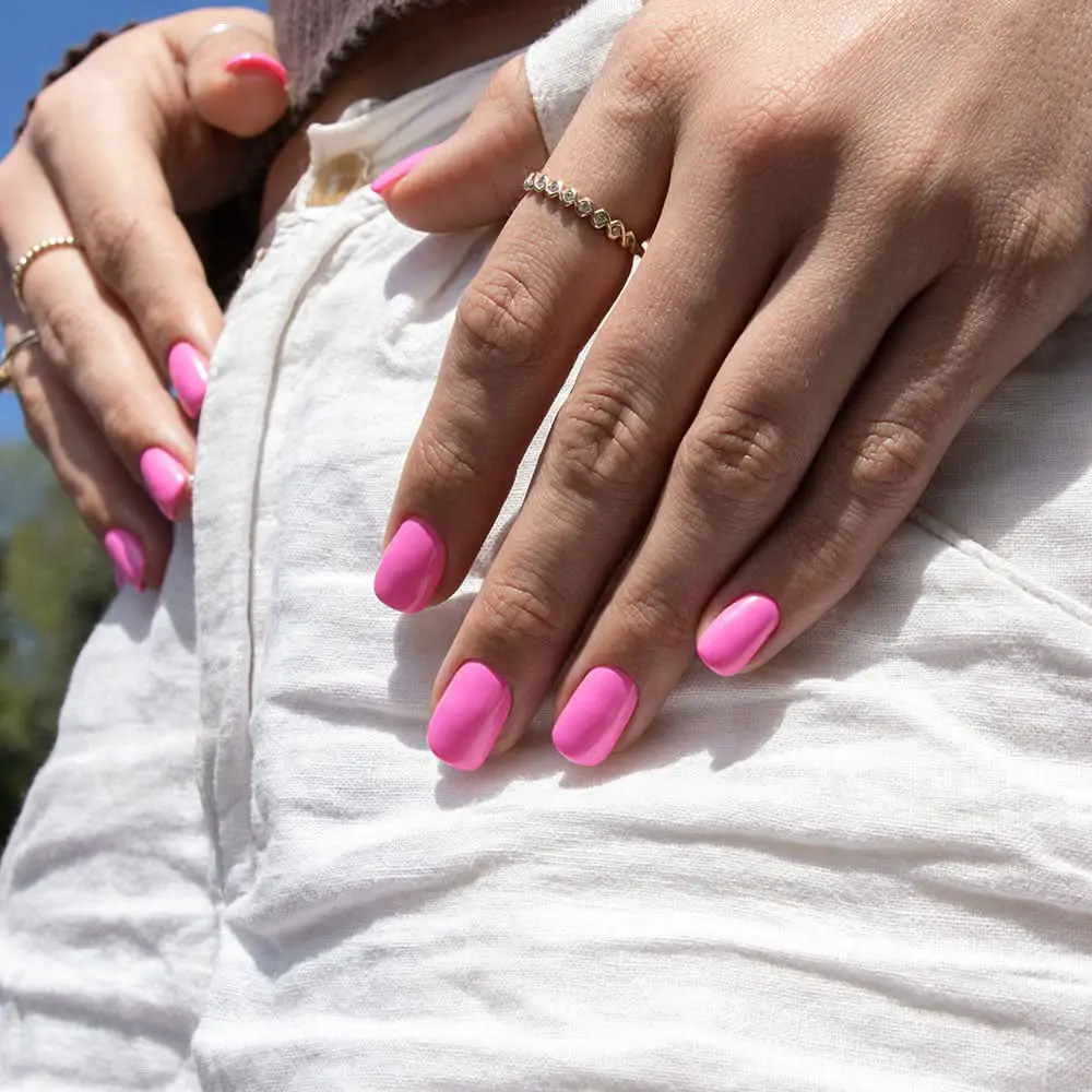 Hot Pink Short Oval Gel Nails Hot Pink Short Oval Gel Nails — Best Gel Nails