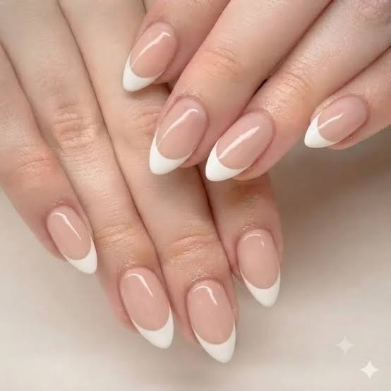 Medium Almond Classic French Manicure Medium Almond Classic French Manicure — Best Simple Nails