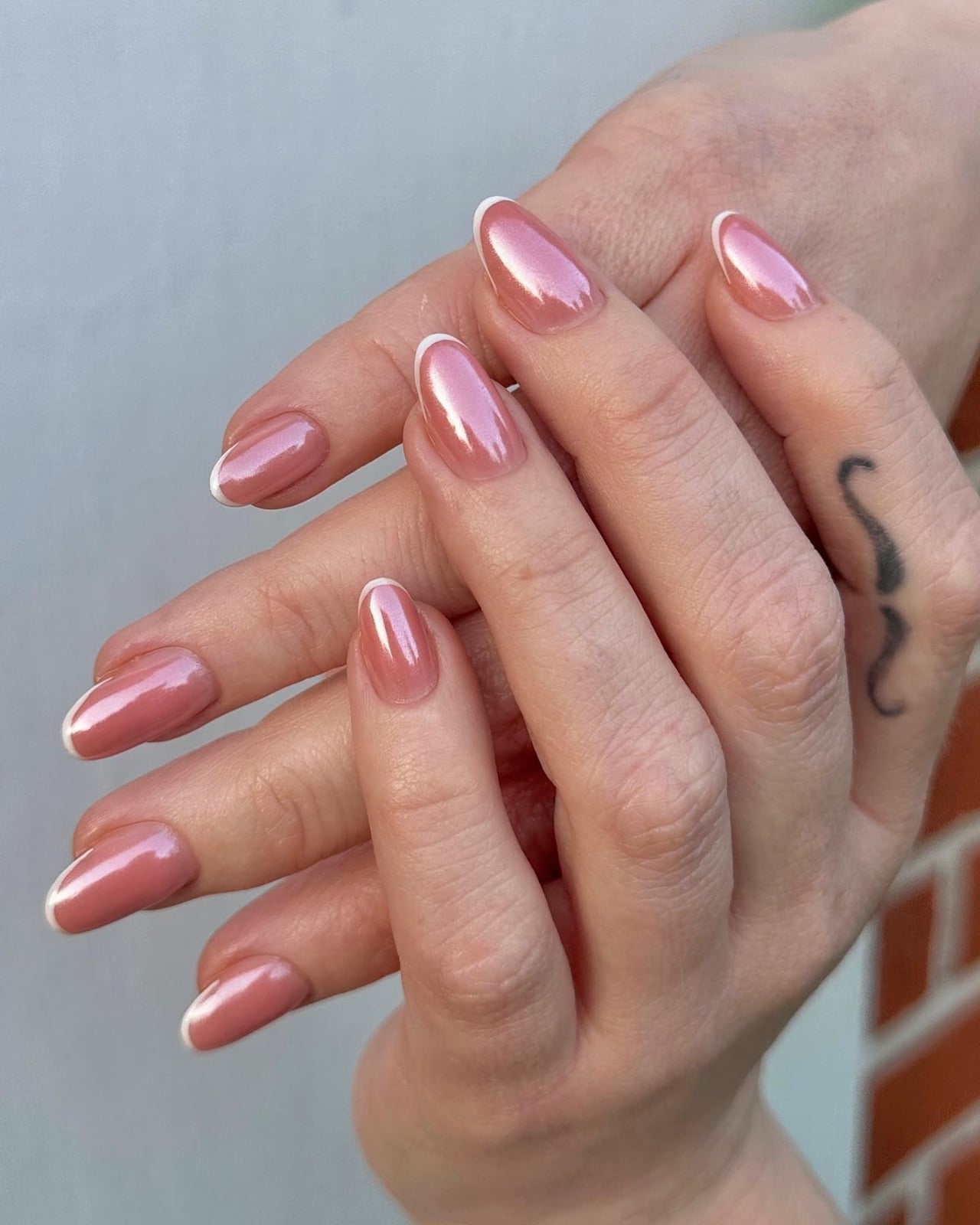 Sheer Nude Chrome French Tip Almond Nails Sheer Nude Chrome French Tip Almond Nails — Best Simple Nails