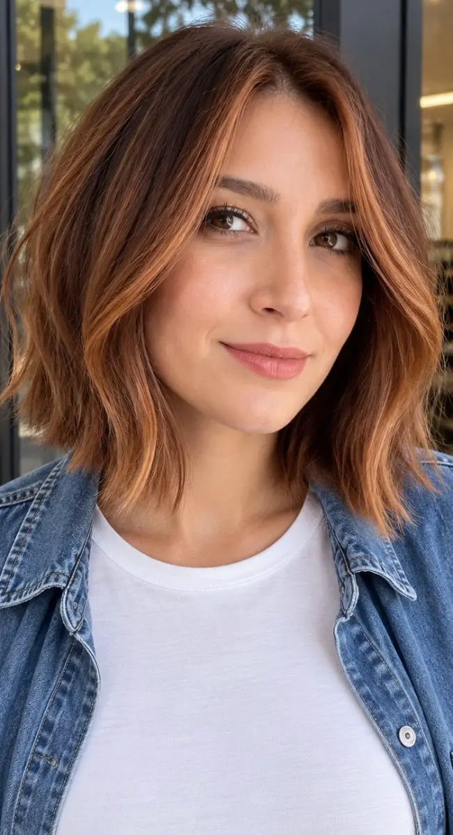 Collarbone Lob With Copper Red Balayage — Best Trendy Haircuts