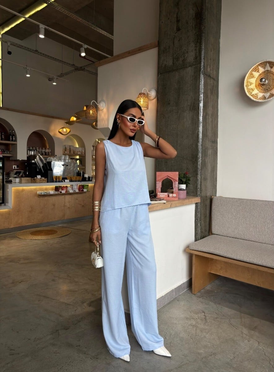Ribbed Knit Set in Light Blue — Best Trendy Outfits