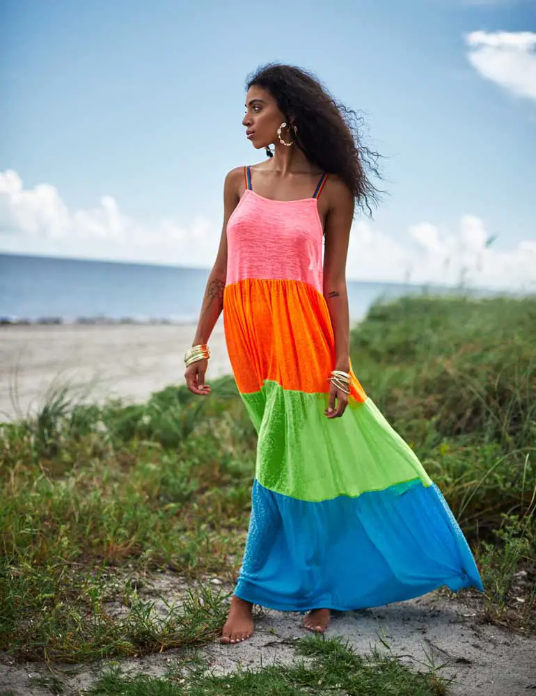 Tiered Maxi Dress with Bold Color Blocking — Best Types of Dresses