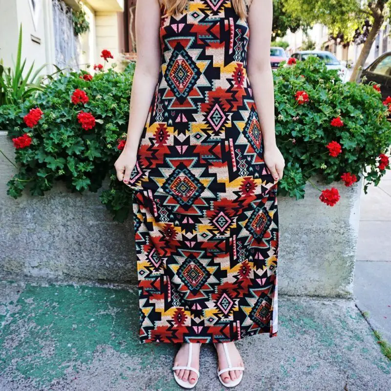 Strapless Geometric Print Maxi Dress — Best Types of Dresses
