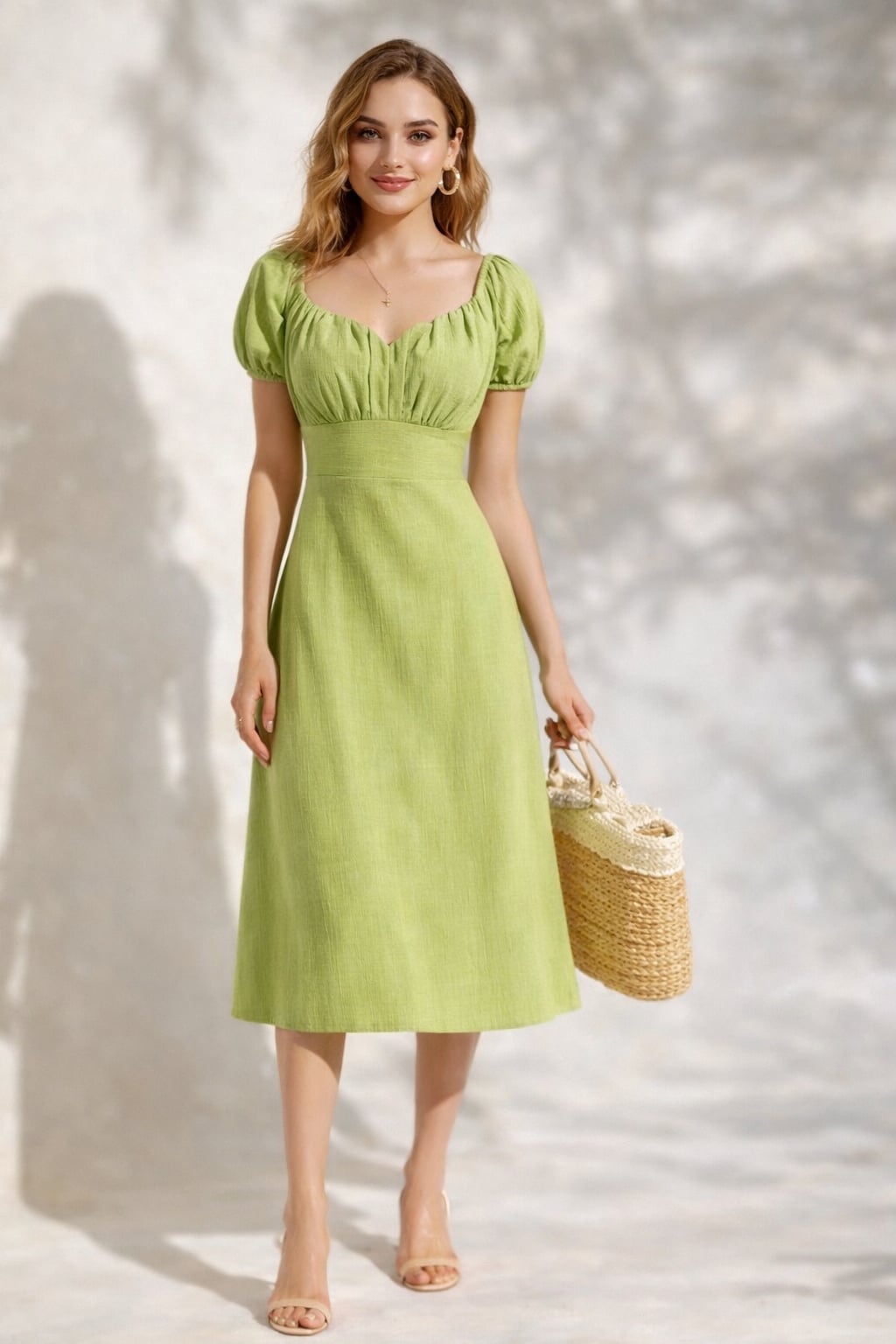 Lime Green Puff Sleeve A-Line Dress — Best Types of Dresses