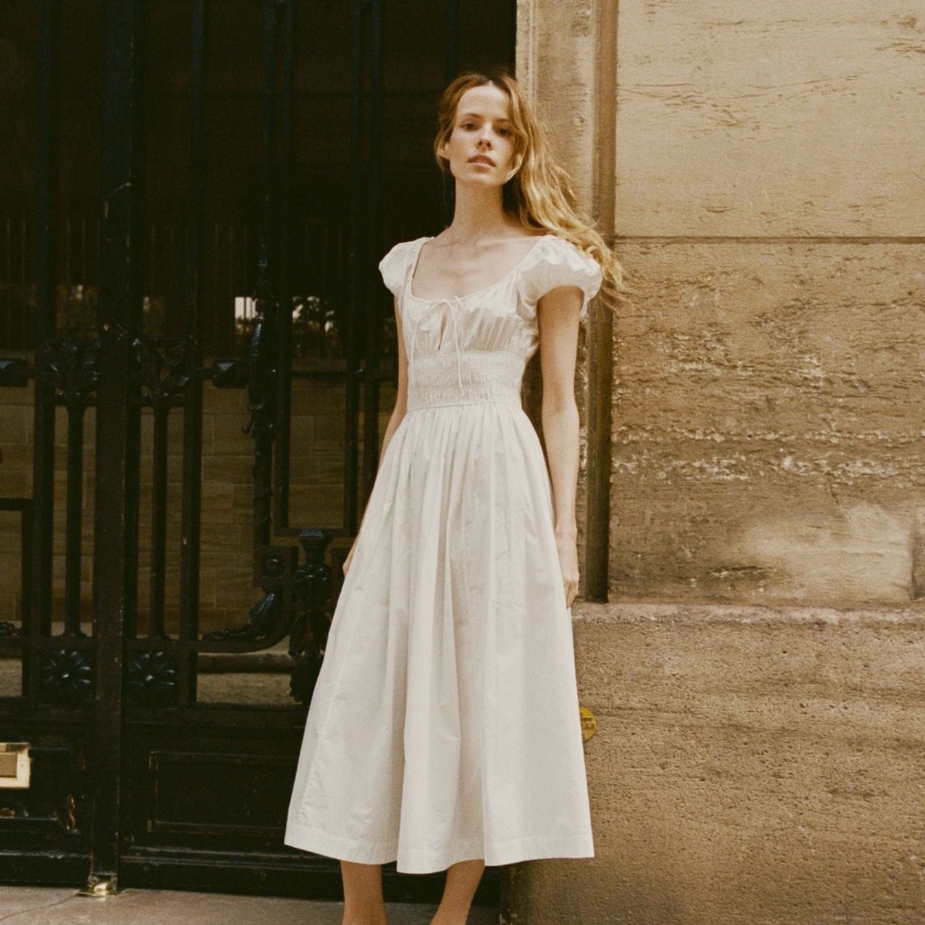 Off-White Cotton Poplin Puff Sleeve Dress Off-White Cotton Poplin Puff Sleeve Dress — Best Unique Dresses