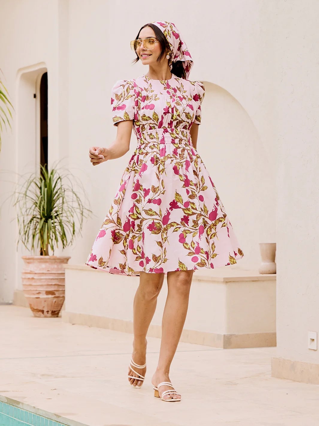 Pink Floral Print Fit-and-Flare Dress Pink Floral Print Fit-and-Flare Dress — Best Unique Dresses