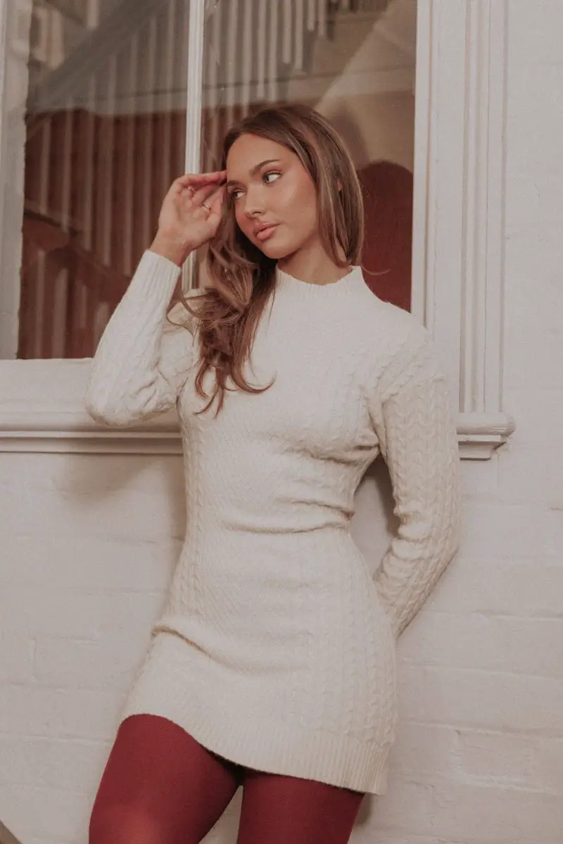 Cream Cable Knit Mini Dress Cream Cable Knit Mini Dress — Best Unique Dresses