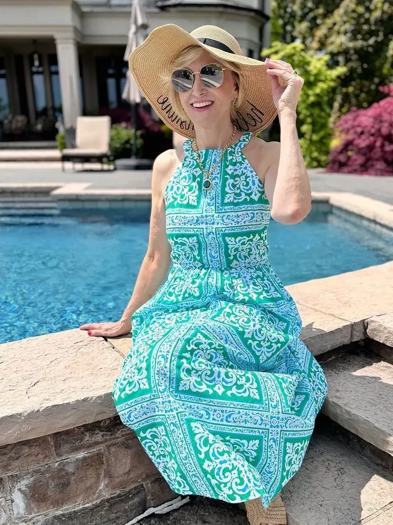 Geometric Print Halter Neck Maxi Dress Geometric Print Halter Neck Maxi Dress — Best Unique Dresses