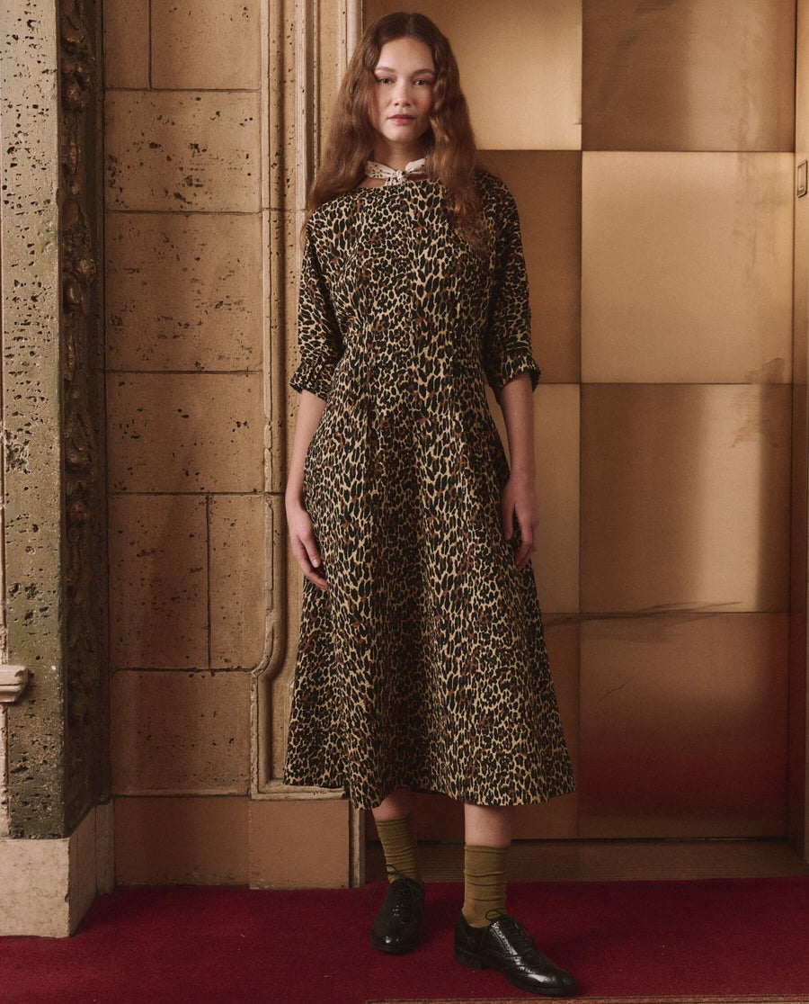 Leopard Print Midi Dress with Collar Leopard Print Midi Dress with Collar — Best Unique Dresses