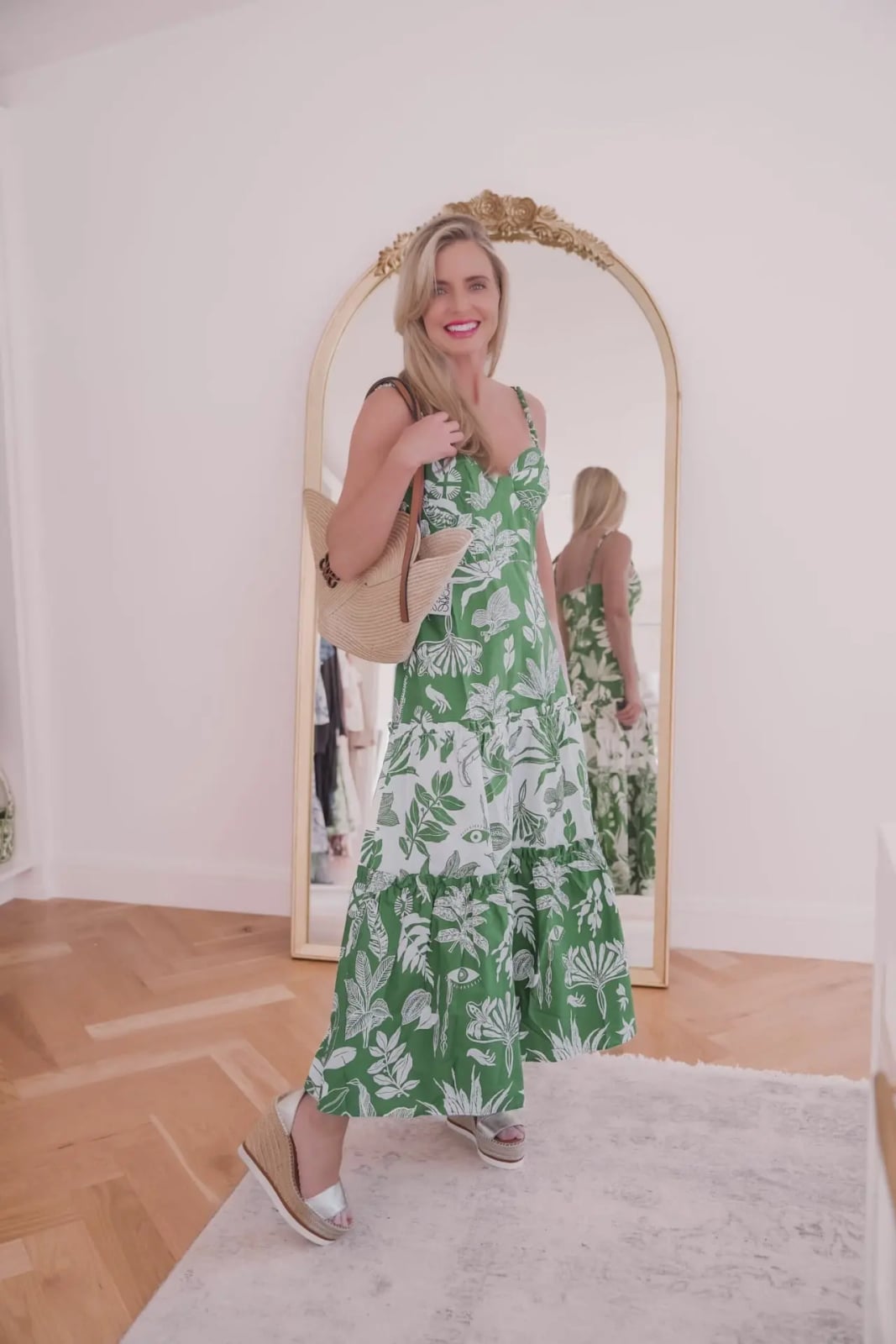 Floral Print Tiered Maxi Dress With Wedge Sandals Floral Print Tiered Maxi Dress With Wedge Sandals — Best Unique Dresses