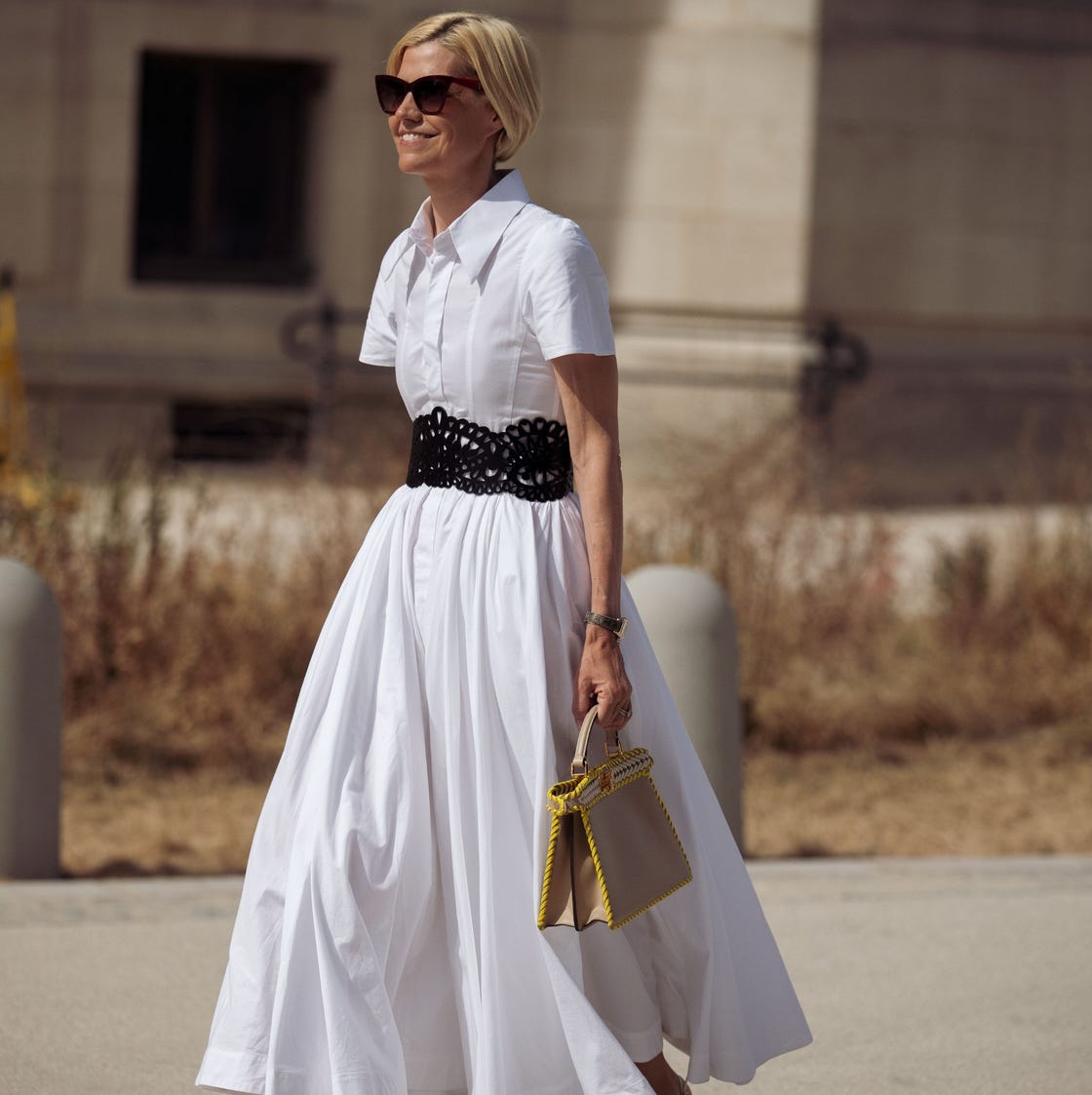 White Shirt Dress with Wide Lace Belt White Shirt Dress with Wide Lace Belt — Best Unique Dresses