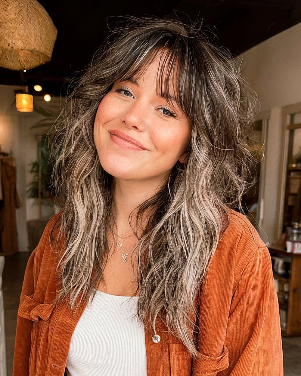 Shoulder Length Shag With Full Fringe Shoulder Length Shag With Full Fringe — Best Unique Hairstyles