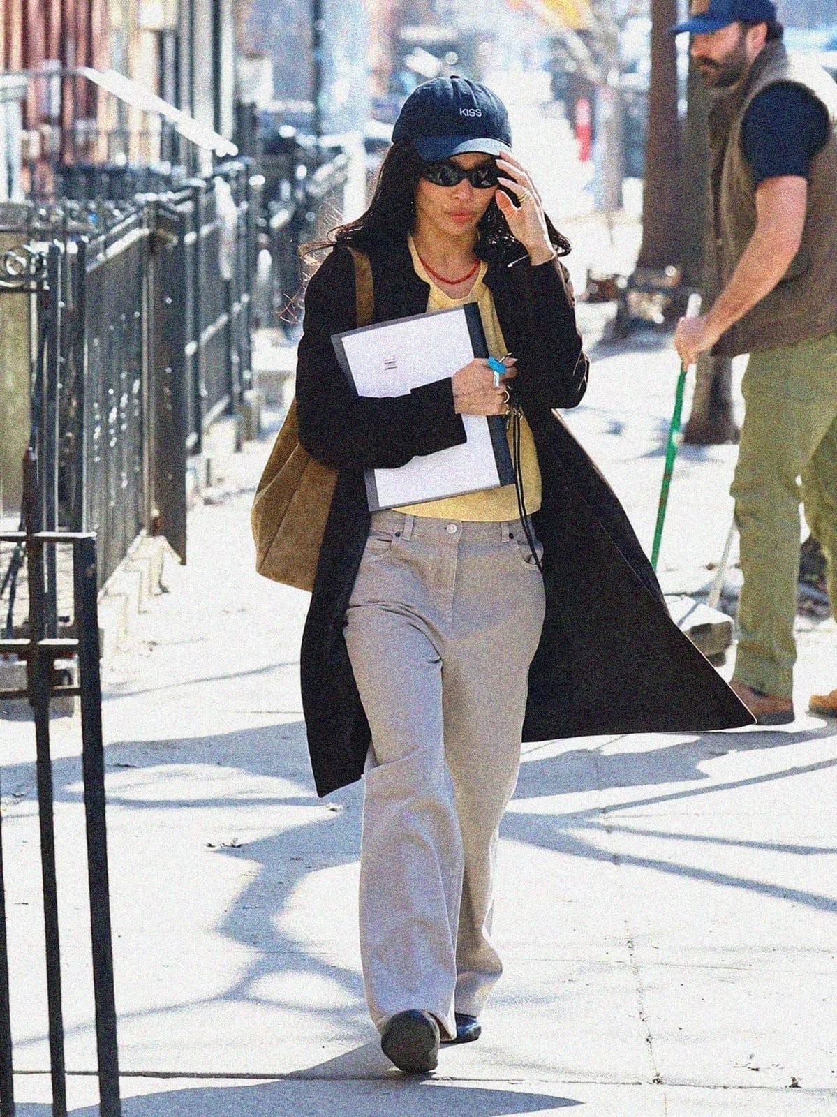 Black Trench Coat With Yellow Top and Wide Leg Pants Black Trench Coat With Yellow Top and Wide Leg Pants — Black Trench Coat Outfit Ideas