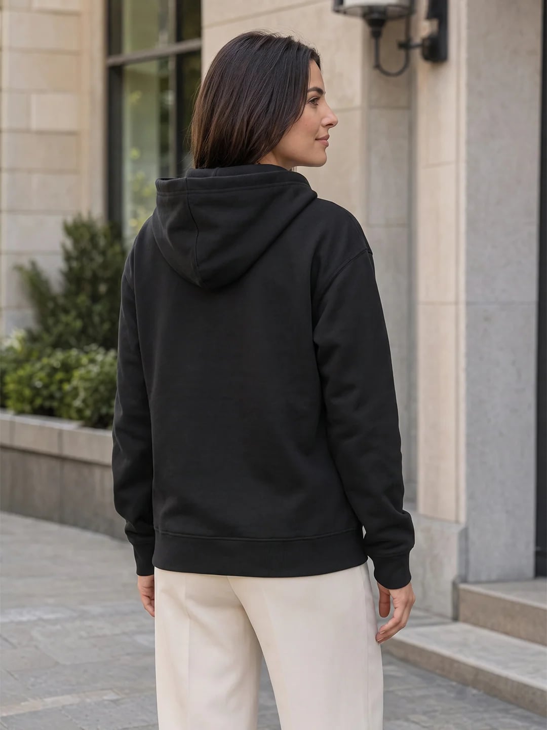 Plain Black Relaxed Fit Hoodie — Chic Black Hoodie Outfit