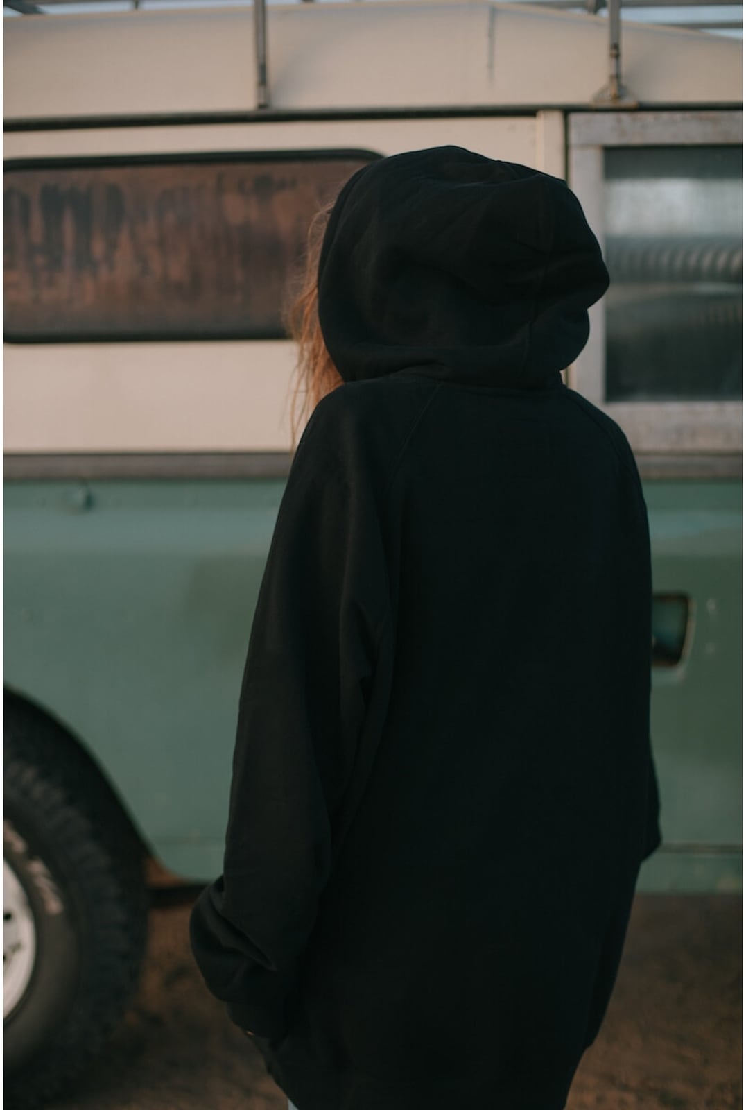 Back View of Oversized Black Hoodie — Chic Black Hoodie Outfit
