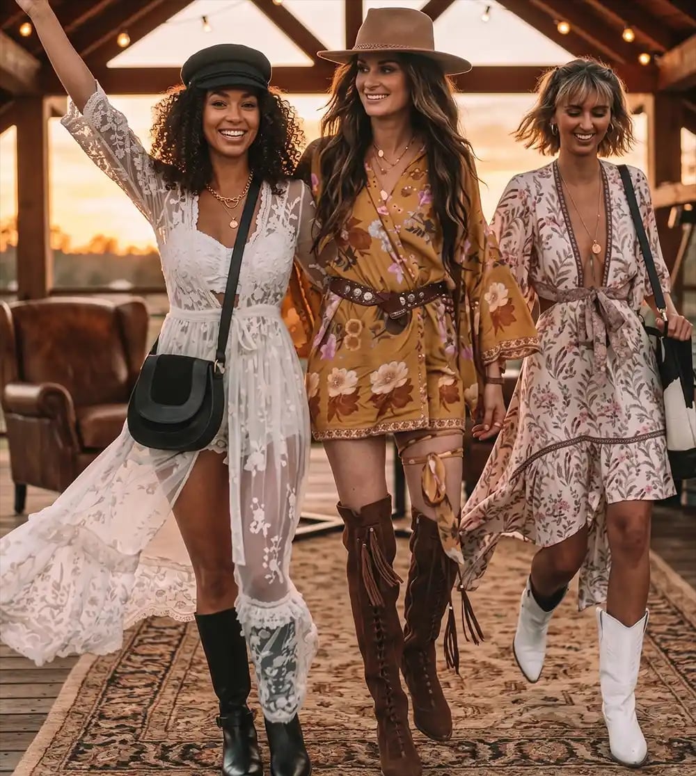 Bohemian Dresses with Various Cowgirl Boots Bohemian Dresses with Various Cowgirl Boots — Chic Cowgirl Boots Outfit