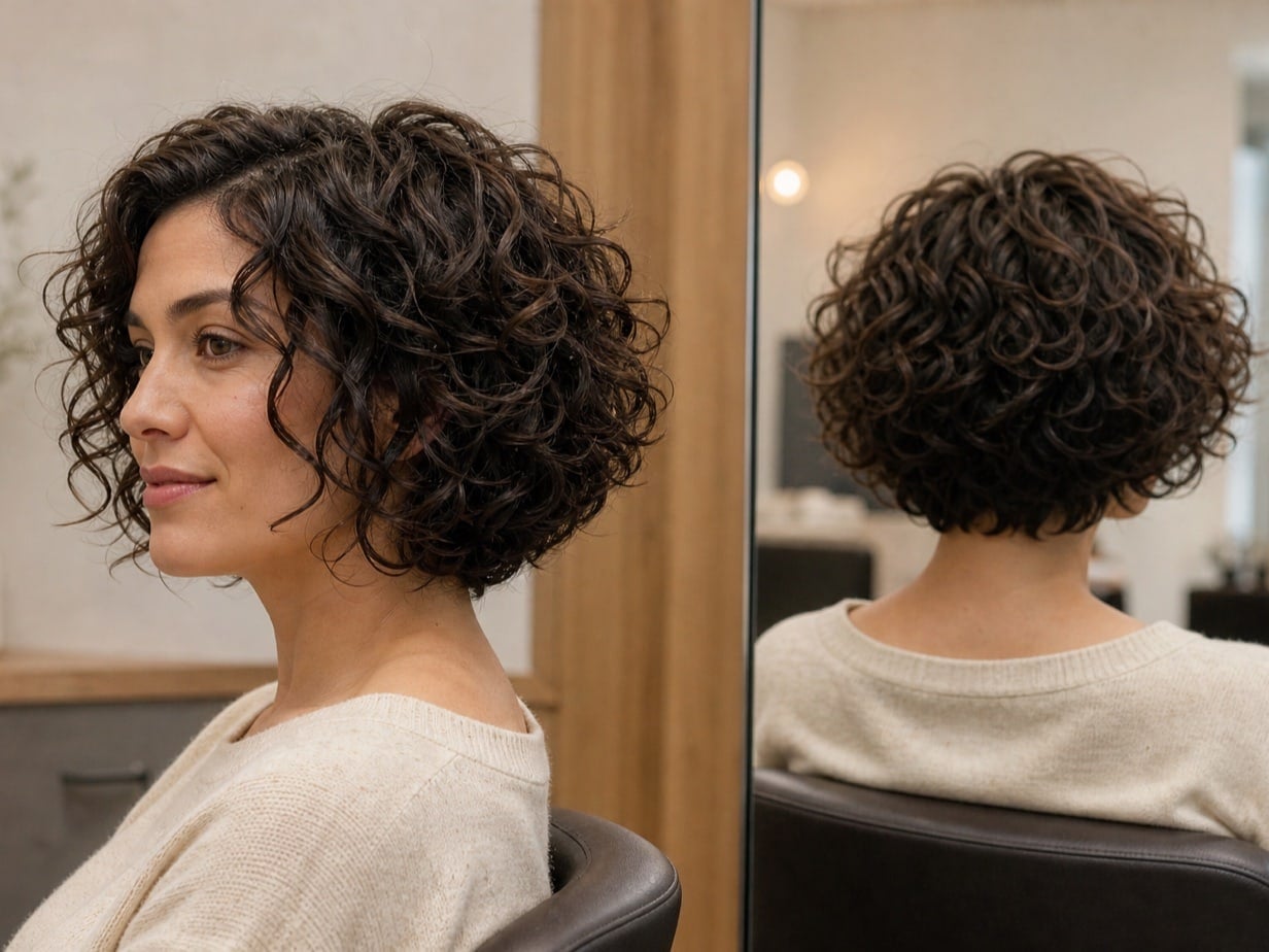 Chin Length Curly Bob With Defined Blowout — Classy 3c Hairstyles