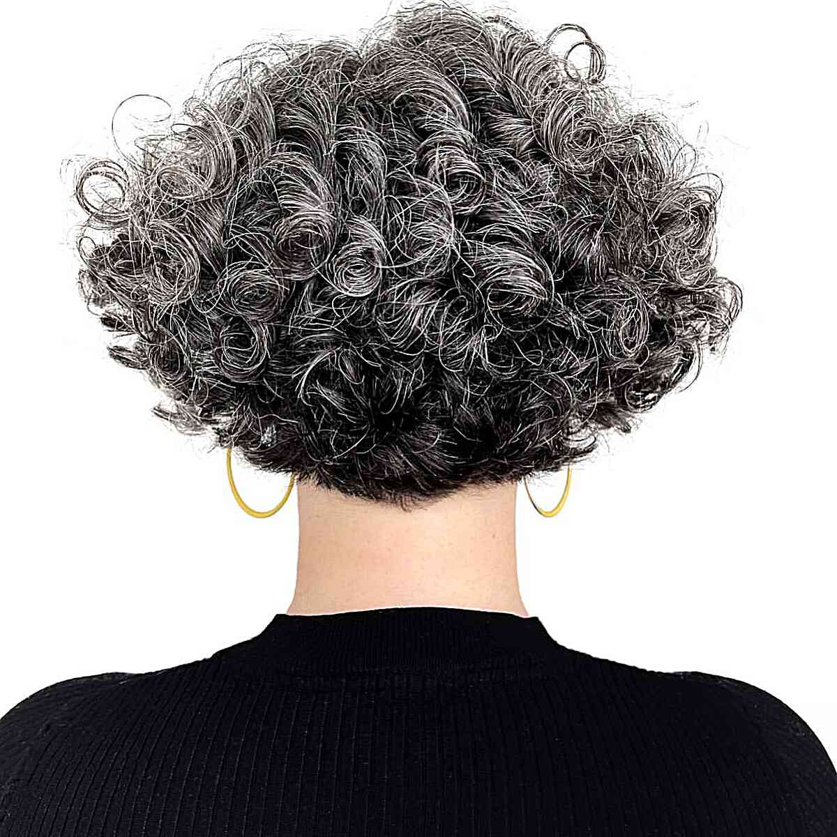 Ear Length Layered Salt and Pepper Curls — Classy 3c Hairstyles