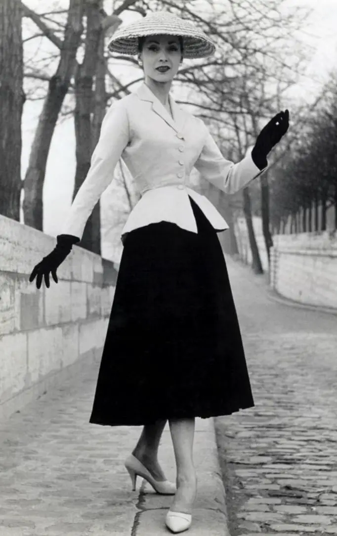 Black and White Peplum Jacket With Full Skirt — Classy 50s Style