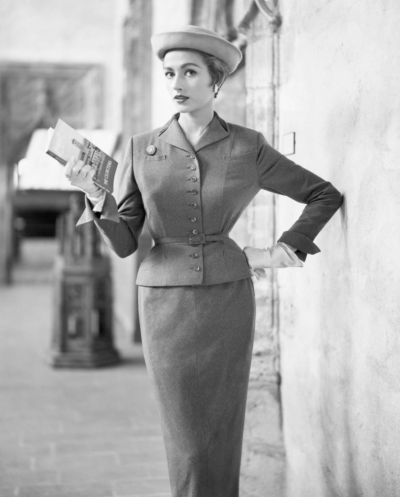 Gray Wool Suiting Set With Cinched Waist — Classy 50s Style