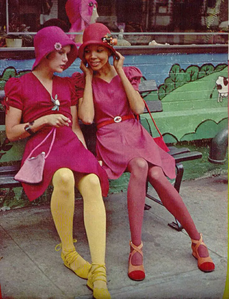 Playful A-line Dresses with Colorful Tights and Hats — Classy 60s Outfits