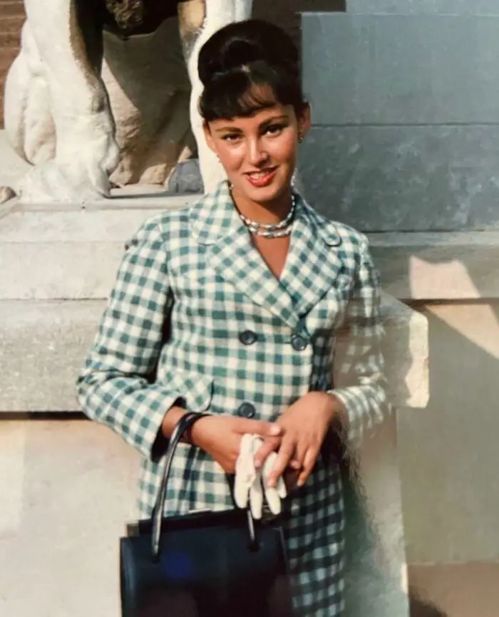 Smart Gingham Check Suit with Pearl Accents — Classy 60s Outfits